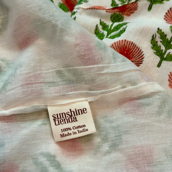 Sunshine Tienda Sleeveless Block Print Red Green Floral Cotton Dress- XS/S - Picture 5 of 8